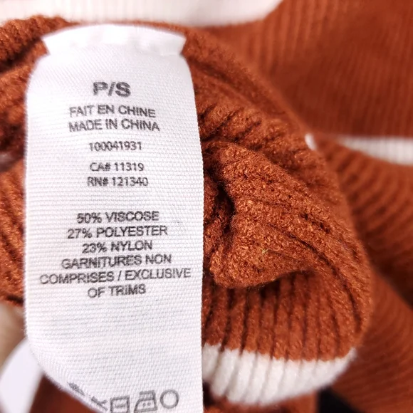 Garage Burnt Orange Striped Crew Neck Sweater - Picture 5 of 6